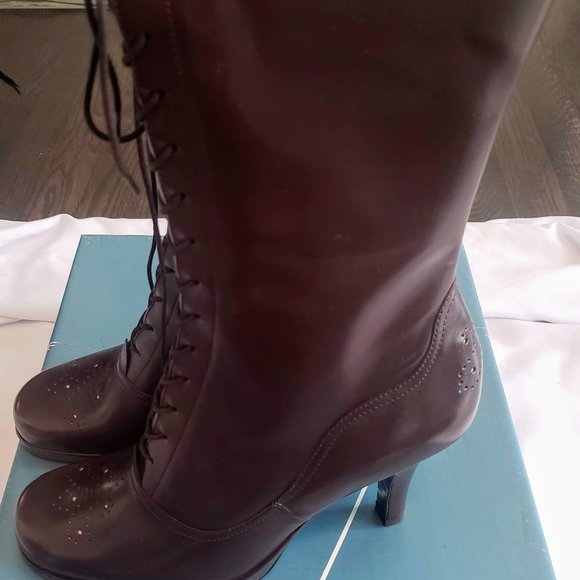 Nine West Shoes - Nine West Laced Heel Boot with brogue design